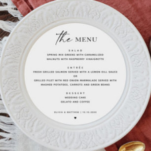 Black and white modern simple minimalist wedding menu