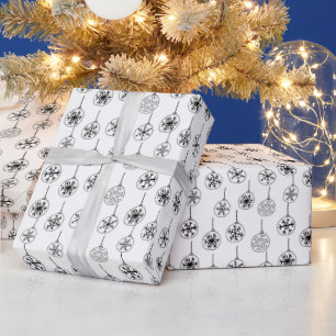 Black and White Modern Snowflakes Christmas Wrapping Paper