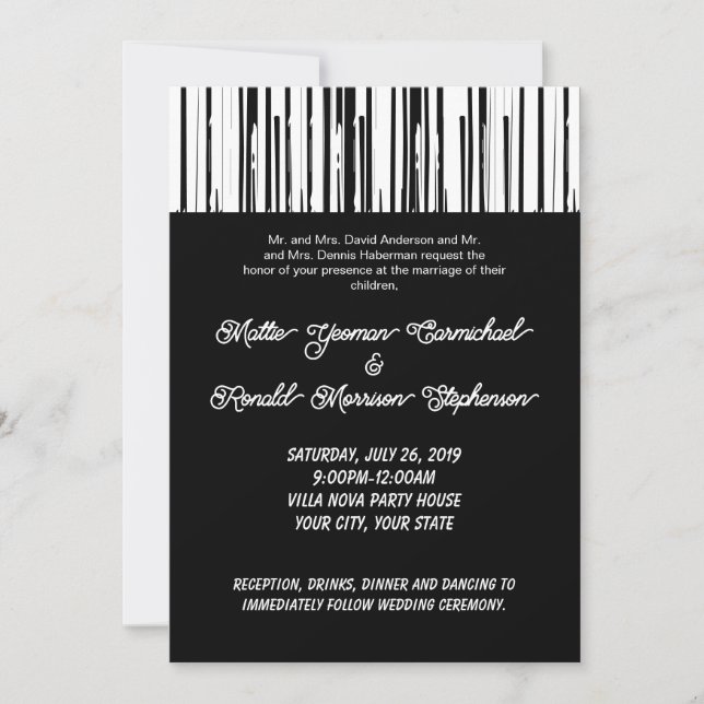 Black and White Modern Stripe Elegant Minimalist Invitation (Front)