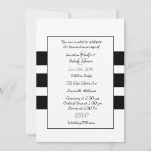 Black and White Modern Stripe  Wedding Invitations