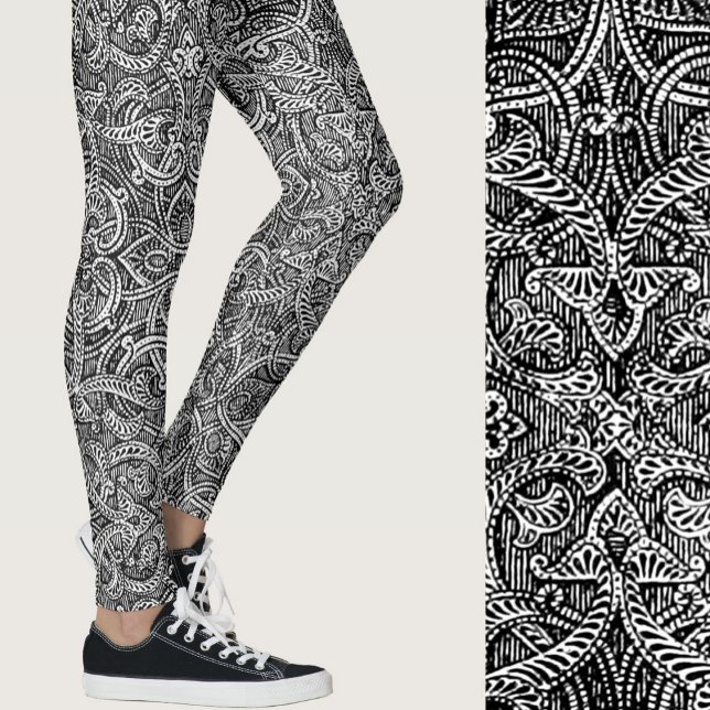 Black and white modern stylish trendy pattern leggings (Creator Uploaded)