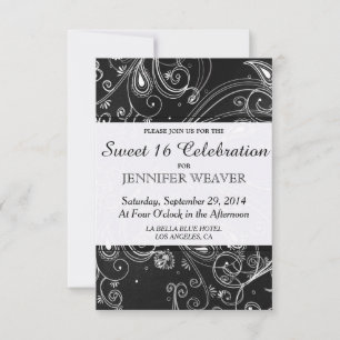 Black and White Modern Swirls Design Invitation