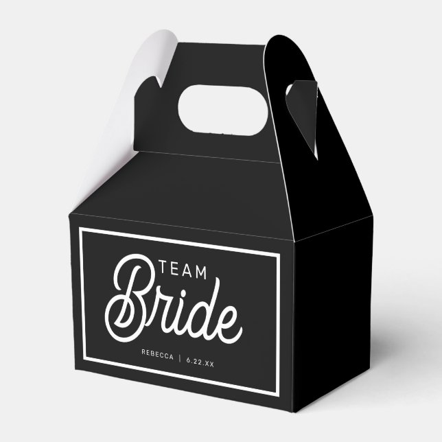Black and White Modern Team Bride Custom Favour Bo Box (Front Side)