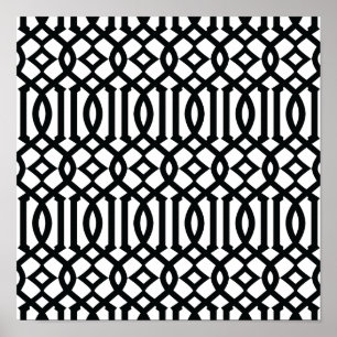 Black and White Modern Trellis Pattern Poster