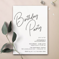 Black and White Modern Typography Simple Birthday