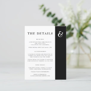 Black and white modern typography wedding details enclosure card