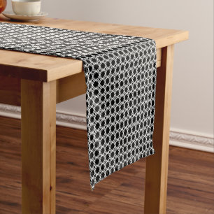 Black and White Modern Urban Pattern Short Table Runner