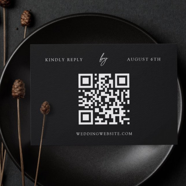 Black and White Modern Weddib Website Wedding RSVP Card (Creator Uploaded)