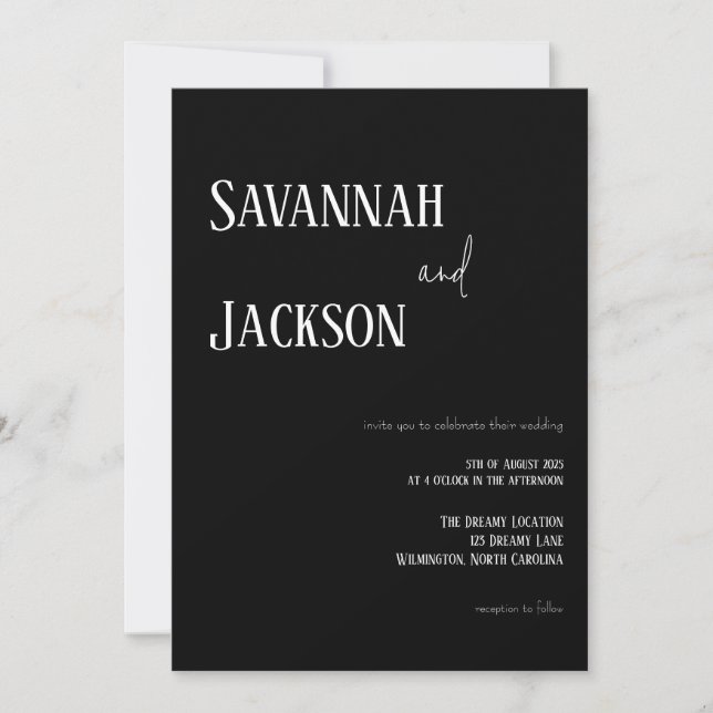 Black and White Modern Wedding Invitation (Front)