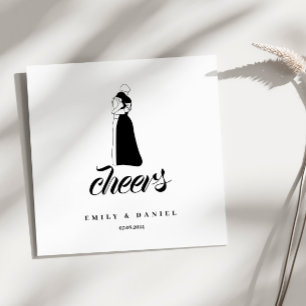 Black and white modern Wedding NAPKINS