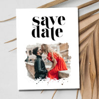 Black and White Modern Wedding Photo Save the Date