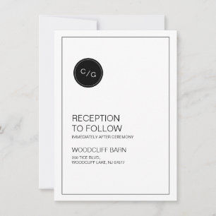 Black and white modern wedding reception card