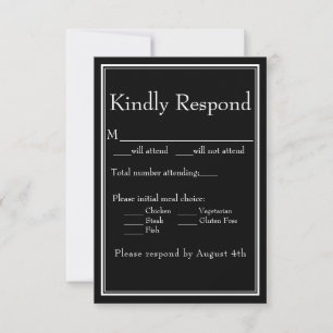 Black and White Modern Wedding RSVP Card