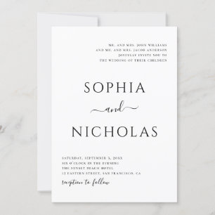 Black and white modern wedding. Simple minimalist Invitation