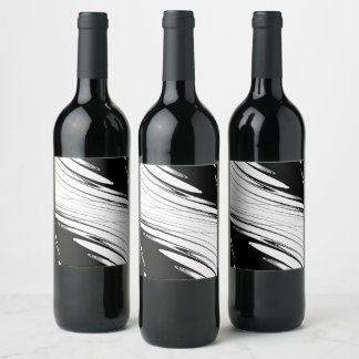 Black and White Modern Wine Label