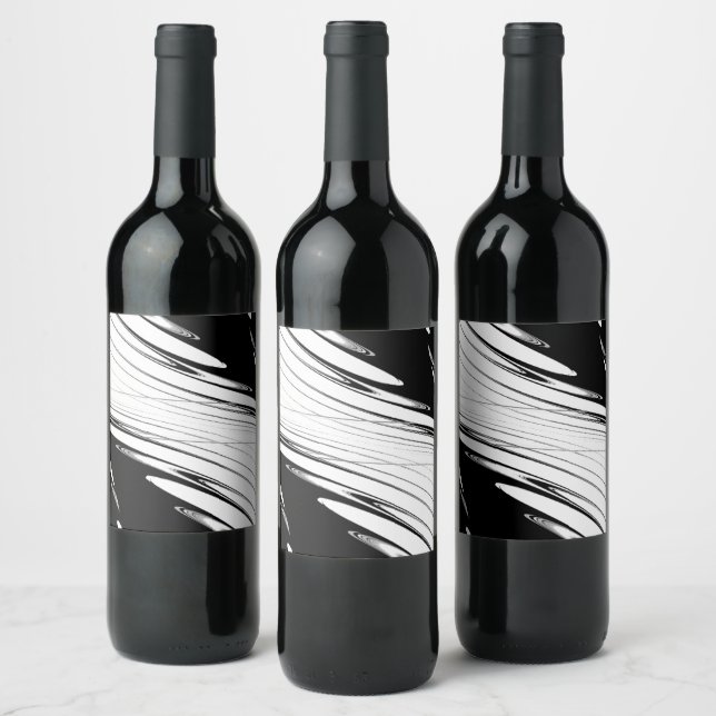 Black and White Modern Wine Label (Bottles)