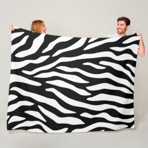 Black and white modern zebra print fleece blanket