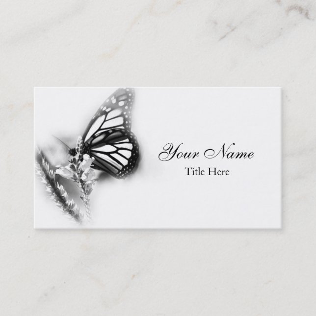 Black and White Monarch Butterfly Business Card (Front)