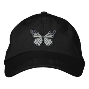 Black and White Monarch Butterfly Embroidered Hat