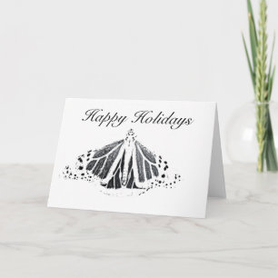 Black and white monarch, Happy holidays Holiday Card