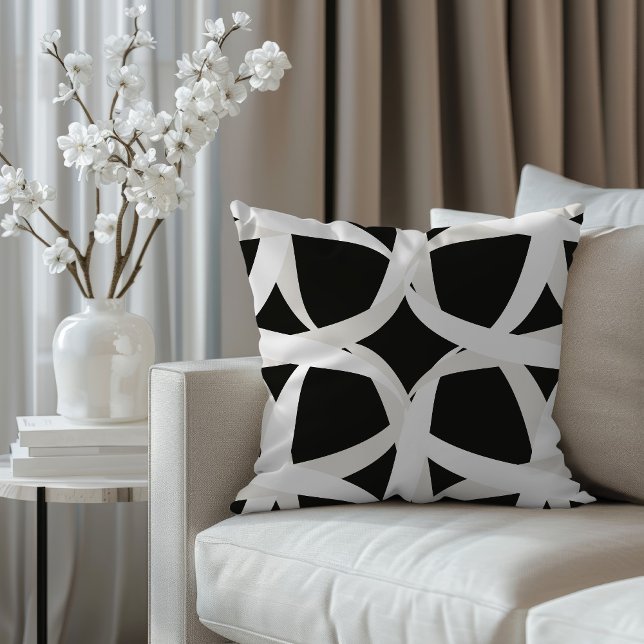 Black and white monochromatic accent floral  cushion (Creator Uploaded)