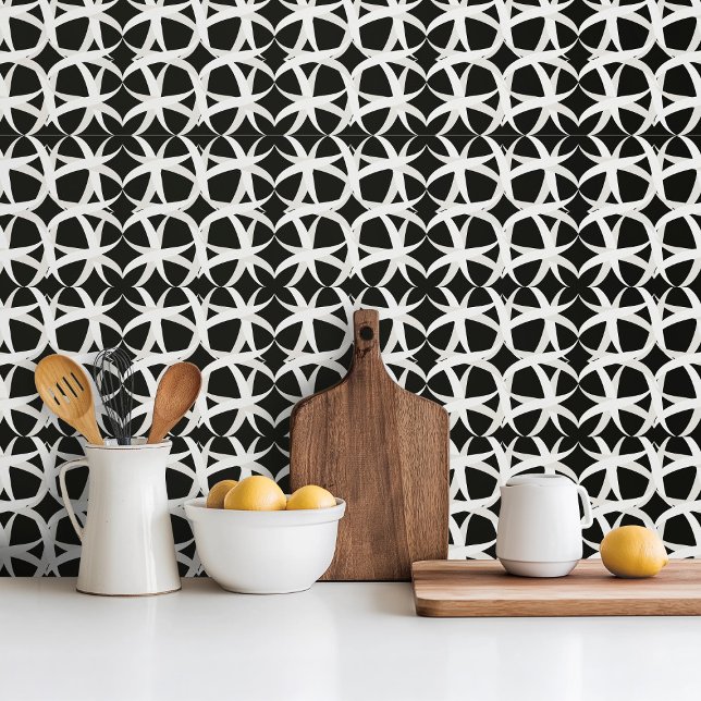 Black and white monochromatic accent floral  tile (Creator Uploaded)