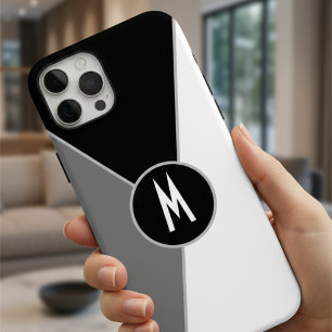 Black and white Monochrome Colour block Monogramme iPhone 16 Pro Max Case