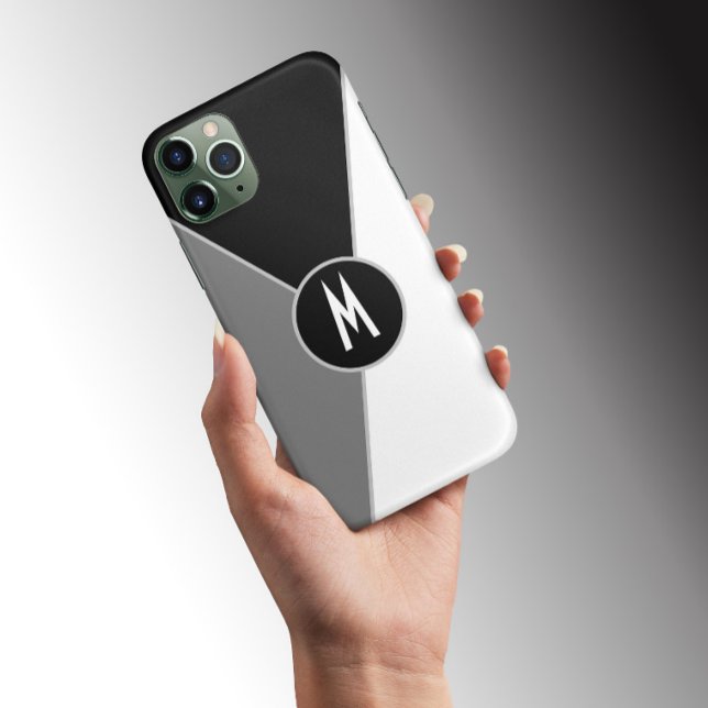 Black and white Monochrome Colour block Monogramme Case-Mate iPhone Case (Creator Uploaded)