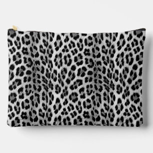 Black and white monochrome, leopard pattern accessory pouch