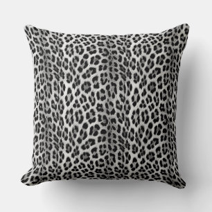 Black and white monochrome, leopard pattern cushion