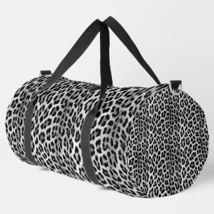 Black and white monochrome, leopard pattern duffle bag