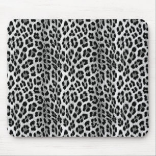 Black and white monochrome, leopard pattern mouse pad