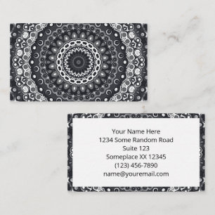 Black and White Monochrome Mandala Pattern Business Card