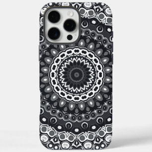 Black and White Monochrome Mandala Pattern iPhone 16 Pro Max Case