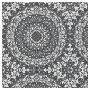 Black and White Monochrome Mandala Pattern Fabric