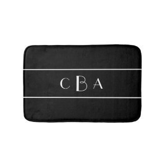 Black and White Monogram Bath Mat