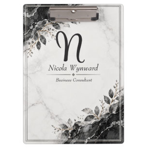 Black and White Monogram Business Clipboard
