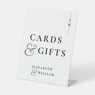 Black And White Monogram Cards And Gifts Pedestal Sign