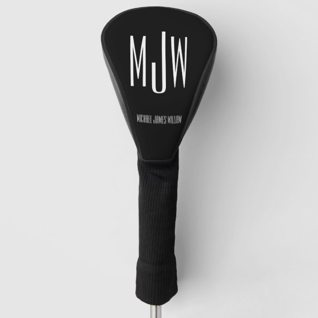 Black and white Monogram Classy Golf Head Cover (Front)