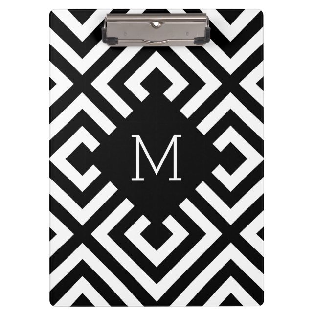 Black and White Monogram Clipboard (Front)
