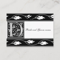 Black And White Monogram D Bridal Registry Card
