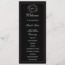 Black and White Monogram double side program card 