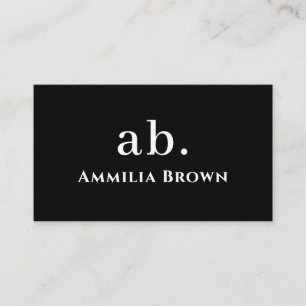 Black and White Monogram   Elegant Minimal Custom  Business Card