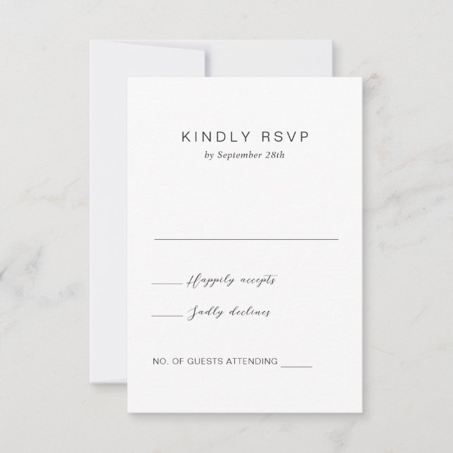 Black and White Monogram Elegant Wedding RSVP Card (Front)