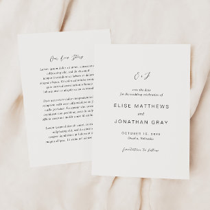 Black and White Monogram Elegant Wedding Save The Date