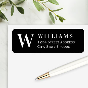 Black and White Monogram Initial Address