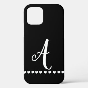 Black and White Monogram Initial iPhone 12 Case