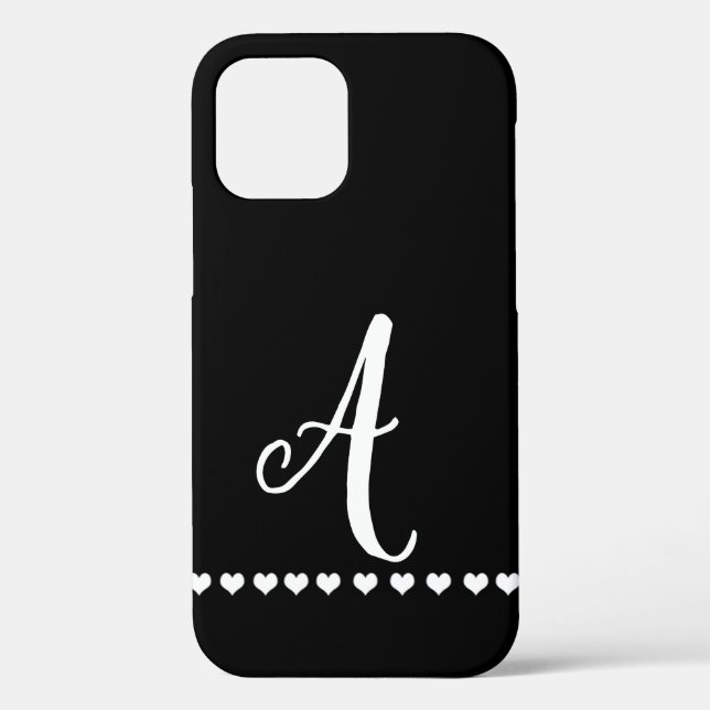 Black and White Monogram Initial Case-Mate iPhone Case (Back)
