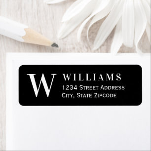 Black and White Monogram Initial Return Address