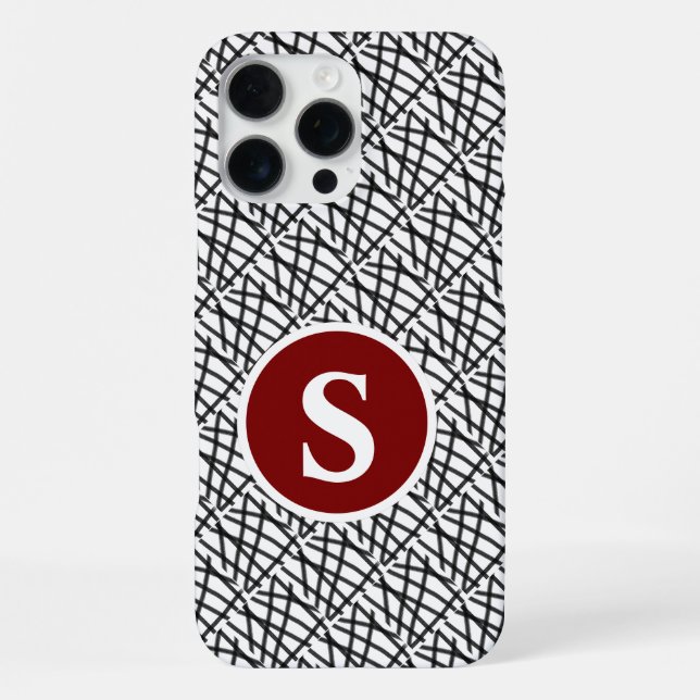 Black and White Monogram  iPhone Case (Back)